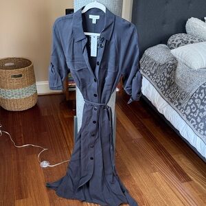 Topshop Charcoal Button-Down Dress
